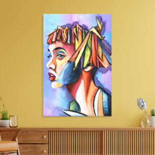 Impressão em Tela Arte Cubismo Senhora