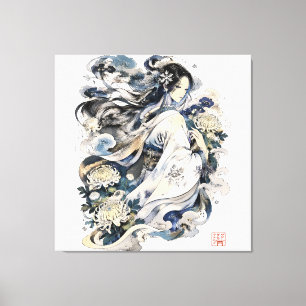 Impressão Em Tela Arte da Mulher de Neve Japonesa Yokai de Inverno