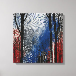 Impressão Em Tela Arte da parede de aquarela vermelha azul