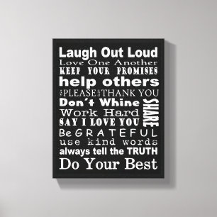 Impressão Em Tela Arte da parede dos valores familiares