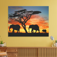 Arte da Silhueta do Elefante no Pôr do Sol da Sava