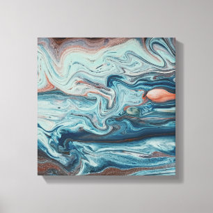 Impressão Em Tela Arte de Abstrato da Camada Zigzag Fluid Azul e Pês