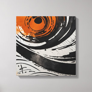 Impressão Em Tela Arte de Abstrato de Aquarela Preta