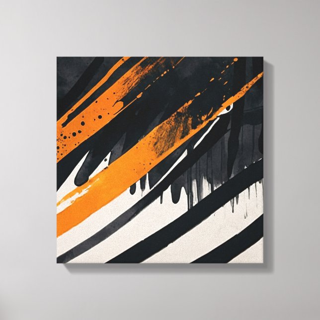 Impressão Em Tela Arte de Abstrato de Aquarela Preta (Frente)