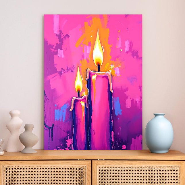 Impressão Em Tela Arte de Abstrato de Velas Rosa (Criador carregado)