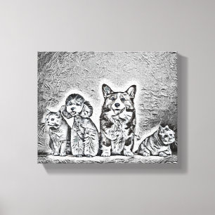 Impressão Em Tela Arte de Animal de Estimação Feliz