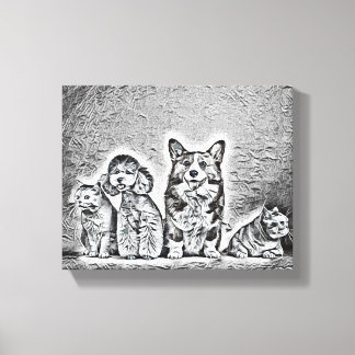 Impressão Em Tela Arte de Animal de Estimação Feliz