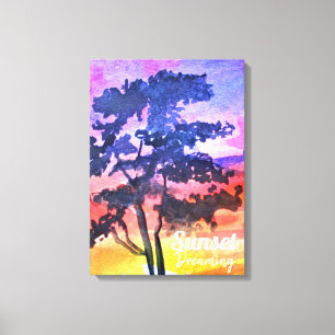 Impressão Em Tela Arte de aquarela da paisagem do Sonho Sunset
