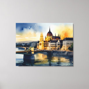 Impressão Em Tela Arte de aquarela de Budapeste