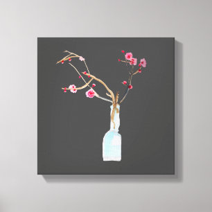 Impressão Em Tela arte de aquarela de flor de cerejeira sakura