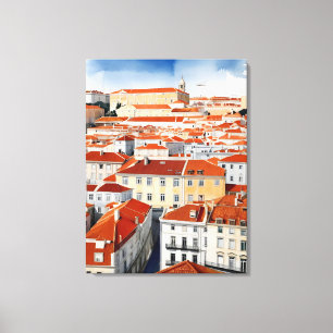 Impressão Em Tela arte de aquarela de Lisboa