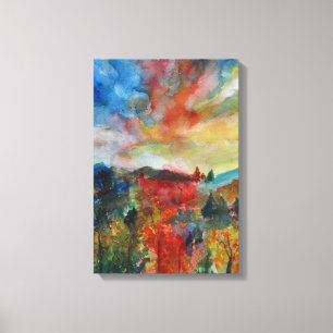 Impressão Em Tela Arte de Aquarela de Paisagem de solteiro