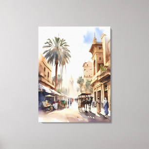 Impressão Em Tela Arte de aquarela do Cairo