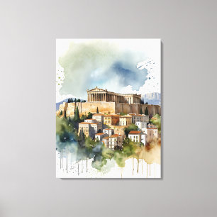 Impressão Em Tela Arte de aquarela Grécia de Atenas