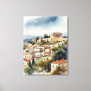 Impressão Em Tela Arte de aquarela Grécia de Atenas