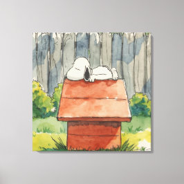 Impressão Em Tela Arte de Cachorro Dormindo em Casa de Cachorro Verm