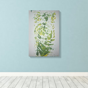 Impressão Em Tela Arte de Carimbo de Tinta (Original; Verde/Amarelo)