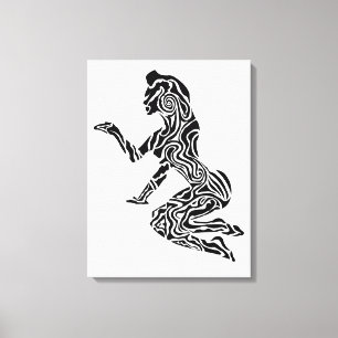 Impressão Em Tela Arte de Cavalo em Pé Abstrato Moderno Preto e Br