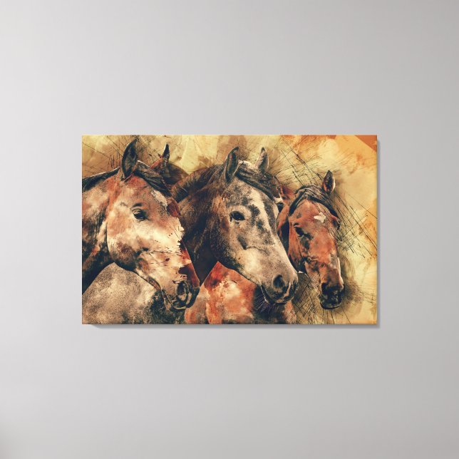 Impressão Em Tela Arte de Cavalos Selvagens (Frente)