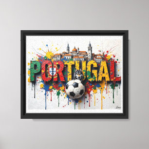 Impressão Em Tela Arte de Cenas de Futebol de Portugal em Estilo de