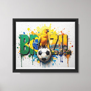 Impressão Em Tela Arte de Cidade do Futebol do Brasil em Estilo de P