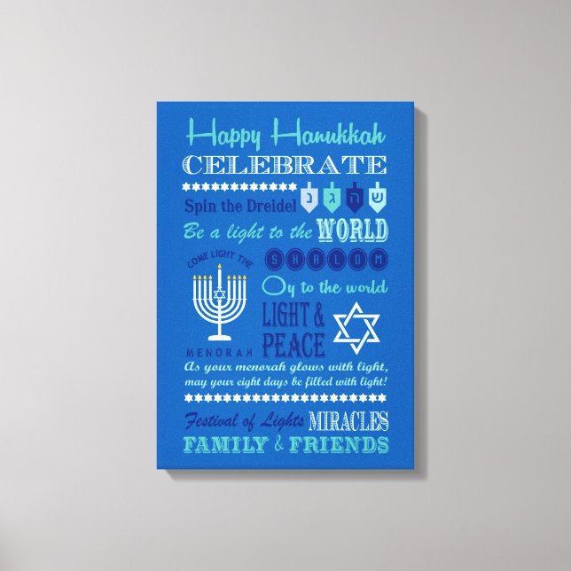 Impressão Em Tela Arte de colagem de texto Hannukah (Frente)