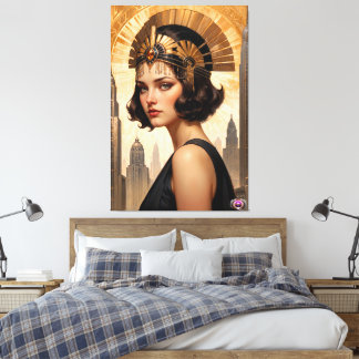 Impressão Em Tela Arte de conceito de Arte Deco Damsel AI de Xzendor