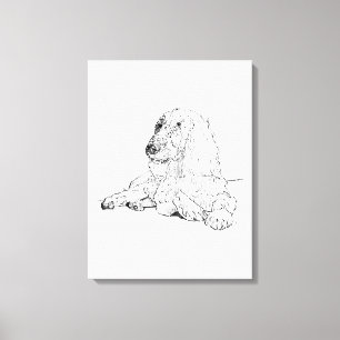 Impressão Em Tela Arte de desenho de linha de Cocker Spaniel Cachorr