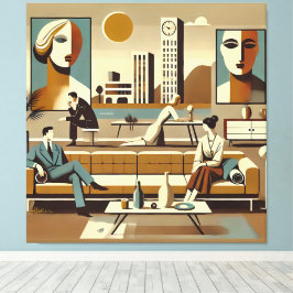 Impressão Em Tela Arte de Design de Interiores de Meados do Século S