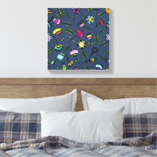 Impressão Em Tela Arte de Design de Padrão Floral Caprichoso