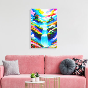 Impressão Em Tela Arte de Fantasia de Cachoeira Surreal