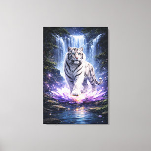 Impressão Em Tela Arte de Fantasia do Tigre Branco Série de Arte M