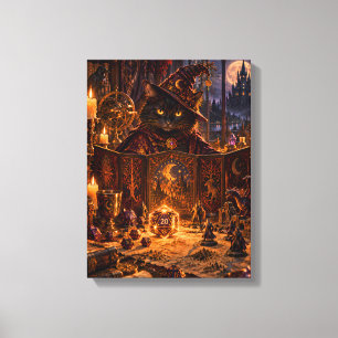 Impressão Em Tela Arte de Fantasia Mestre de Masmorra Gato Preto