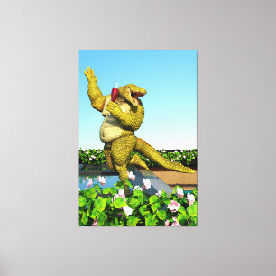 Impressão Em Tela Arte de festa de champanhe de crocodilo engraçado 