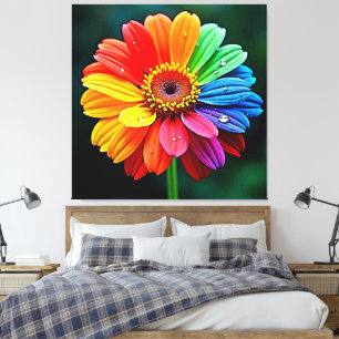 Impressão Em Tela Arte de Flor Pétala Arco-íris