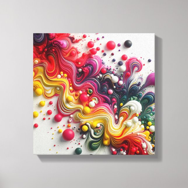 Impressão Em Tela Arte de Fluido Acrílico Abstrato Retangular Vibran (Frente)