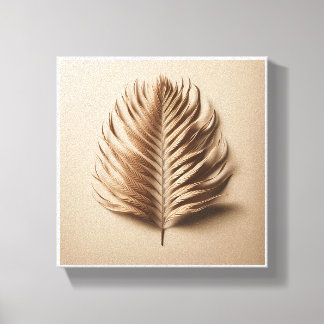 Impressão Em Tela Arte de Folha de Palme Minimalista de Luxo - Bege