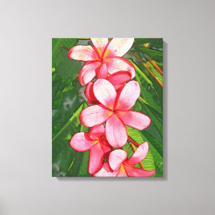 Impressão Em Tela Arte de Frangipani Tropical Rosa