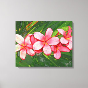 Impressão Em Tela Arte de Frangipani Tropical Rosa