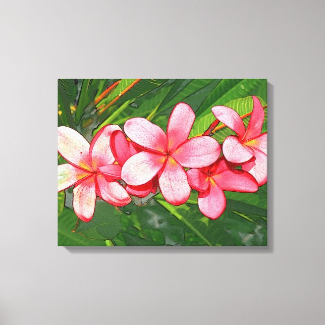 Impressão Em Tela Arte de Frangipani Tropical Rosa (Frente)