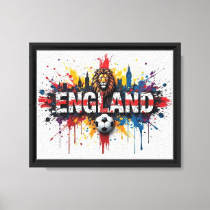 Impressão Em Tela Arte de Futebol da Inglaterra em Estilo de Pintura