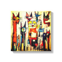 Arte de Gato Abstrata Colorida