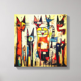 Impressão Em Tela Arte de Gato Abstrata Colorida