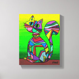 Impressão Em Tela Arte de Gato GeometriCat do Arco Geométrico