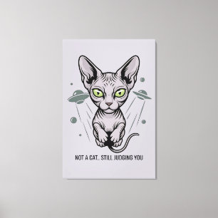 Impressão Em Tela Arte de Gato Sphynx Julgador no Espaço