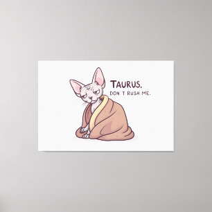 Impressão Em Tela Arte de Gato Sphynx Touro Calmo Atitude Zodíaco