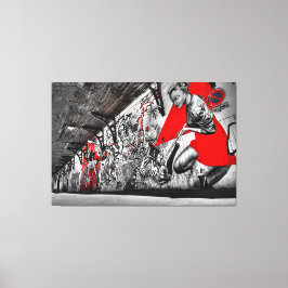 Impressão Em Tela Arte de Grafite de Arte na Rua Negra, Vermelha e B