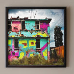 Impressão Em Tela Arte de Grafite rosa e teal | Casa abandonada<br><div class="desc">Edifício abandonado de arte urbana colorida,  grafite amarelo e rosa. Esta imagem foi gerada por IA arte. conteúdo generativo</div>