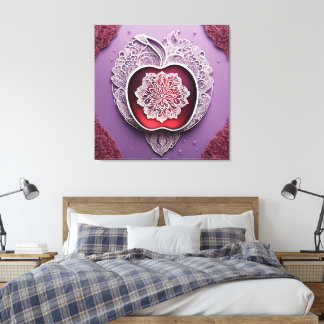 Impressão Em Tela Arte de IA Renda de Maçã Prata