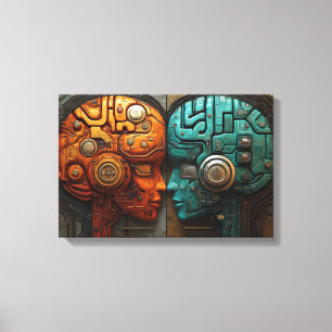 Impressão Em Tela Arte de Inteligência Artificial Cyberpunk Futurist